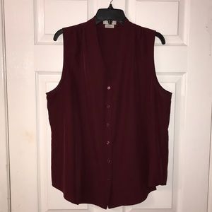 Van Heusen Maroon button up blouse- Size XL